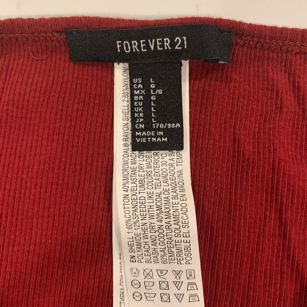 Forever 21 Red Lace Crop Top, Size L - Picture 6 of 6